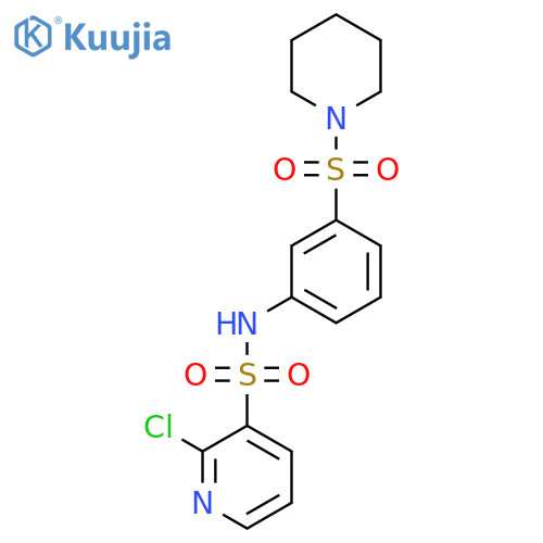 2-chloro-N-[3-(piperidine-1-sulfonyl)phenyl]pyridine-3-sulfonamide structure