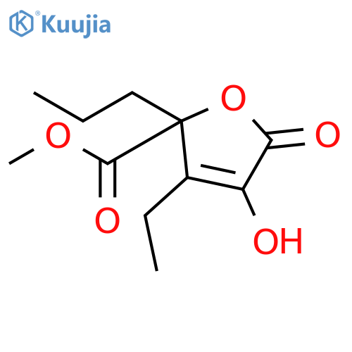 2-Furancarboxylic acid, 3-ethyl-2,5-dihydro-4-hydroxy-5-oxo-2-propyl-, methyl ester structure