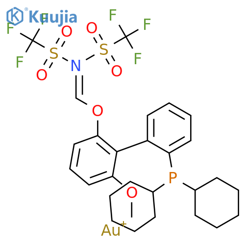 2-Dicyclohexyl(2',6'-dimethoxybiphenyl)phosphine gold(I) bis(trifluoromethy lsulfonyl)imide structure