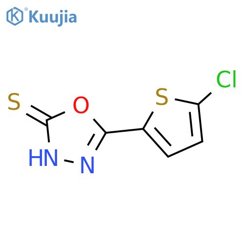 5-(5-chlorothiophen-2-yl)-1,3,4-oxadiazole-2-thiol structure