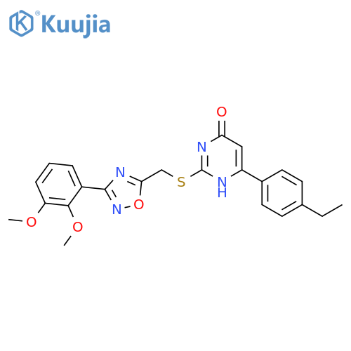 2-({[3-(2,3-dimethoxyphenyl)-1,2,4-oxadiazol-5-yl]methyl}sulfanyl)-6-(4-ethylphenyl)pyrimidin-4-ol structure