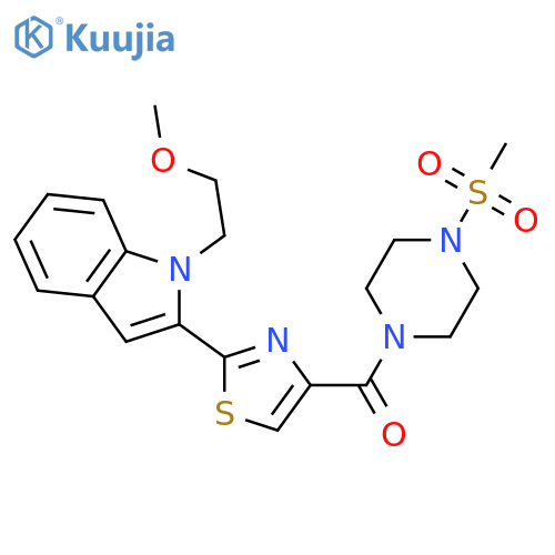 2-4-(4-methanesulfonylpiperazine-1-carbonyl)-1,3-thiazol-2-yl-1-(2-methoxyethyl)-1H-indole structure