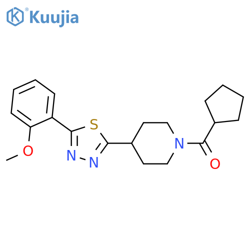 1-cyclopentanecarbonyl-4-5-(2-methoxyphenyl)-1,3,4-thiadiazol-2-ylpiperidine structure