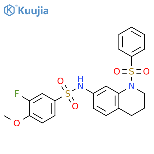 N-[1-(benzenesulfonyl)-1,2,3,4-tetrahydroquinolin-7-yl]-3-fluoro-4-methoxybenzene-1-sulfonamide structure