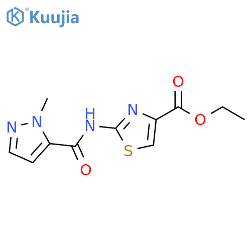 ethyl 2-(1-methyl-1H-pyrazole-5-amido)-1,3-thiazole-4-carboxylate structure