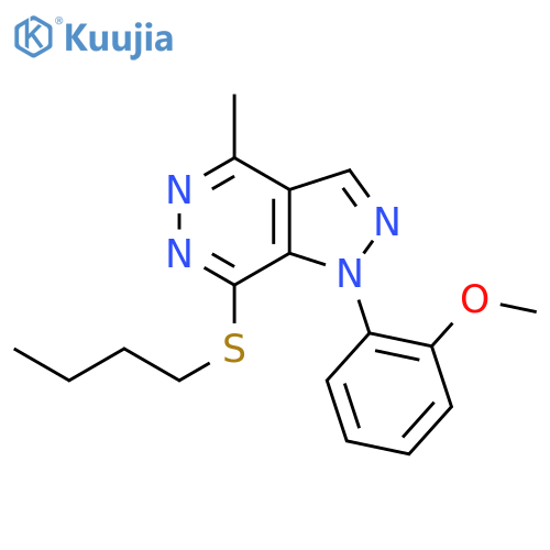 7-(butylsulfanyl)-1-(2-methoxyphenyl)-4-methyl-1H-pyrazolo3,4-dpyridazine structure
