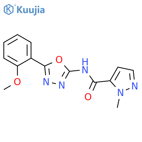 N-[5-(2-methoxyphenyl)-1,3,4-oxadiazol-2-yl]-1-methyl-1H-pyrazole-5-carboxamide structure