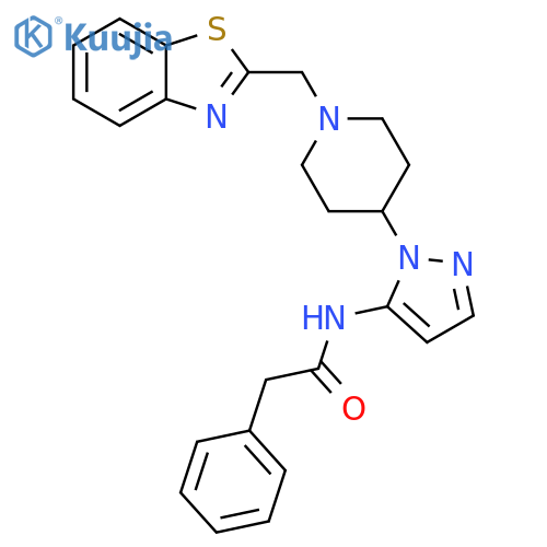 N-(1-{1-[(1,3-benzothiazol-2-yl)methyl]piperidin-4-yl}-1H-pyrazol-5-yl)-2-phenylacetamide structure