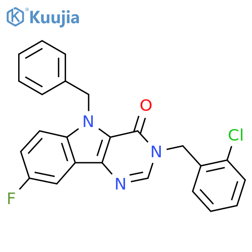 5-benzyl-3-[(2-chlorophenyl)methyl]-8-fluoro-3H,4H,5H-pyrimido[5,4-b]indol-4-one structure