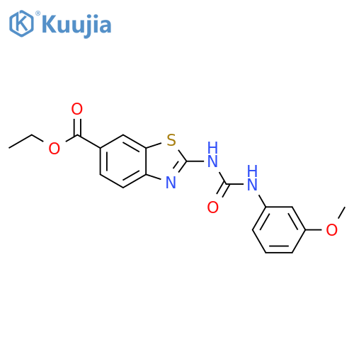 2-[3-(3-Methoxy-phenyl)-ureido]-benzothiazole-6-carboxylic acid ethyl ester structure