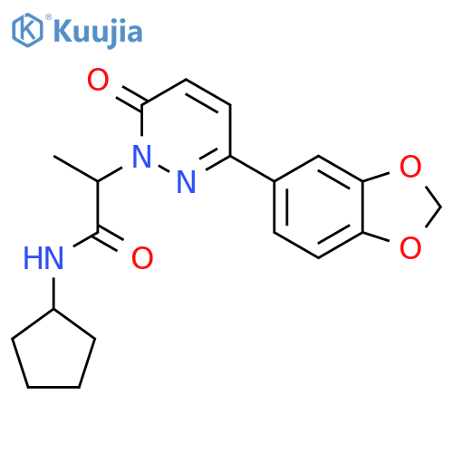 2-3-(2H-1,3-benzodioxol-5-yl)-6-oxo-1,6-dihydropyridazin-1-yl-N-cyclopentylpropanamide structure