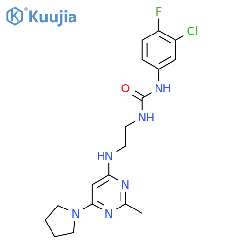 1-(3-chloro-4-fluorophenyl)-3-(2-{2-methyl-6-(pyrrolidin-1-yl)pyrimidin-4-ylamino}ethyl)urea structure