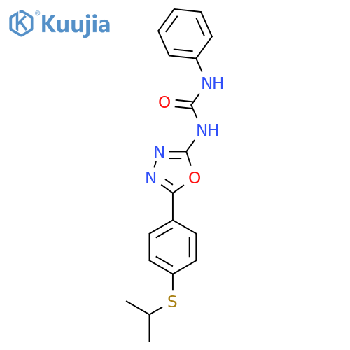 1-phenyl-3-{5-4-(propan-2-ylsulfanyl)phenyl-1,3,4-oxadiazol-2-yl}urea structure