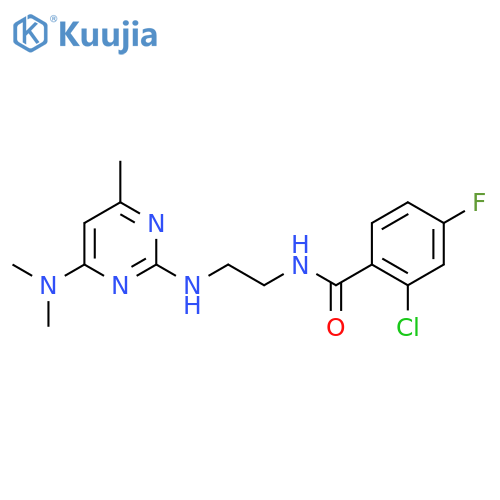 2-chloro-N-(2-{4-(dimethylamino)-6-methylpyrimidin-2-ylamino}ethyl)-4-fluorobenzamide structure