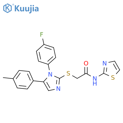 2-{[1-(4-fluorophenyl)-5-(4-methylphenyl)-1H-imidazol-2-yl]sulfanyl}-N-(1,3-thiazol-2-yl)acetamide structure