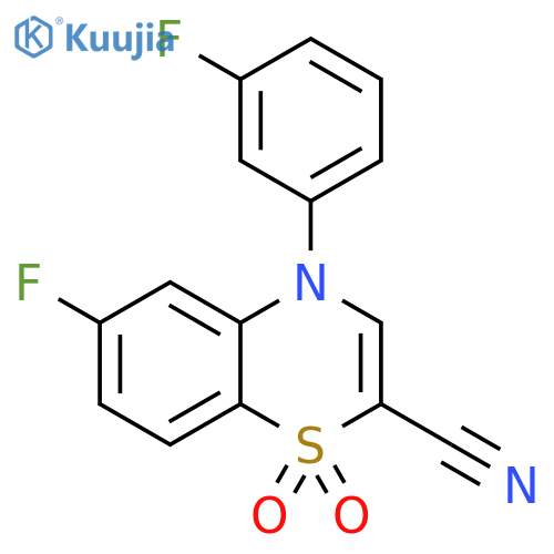 6-fluoro-4-(3-fluorophenyl)-1,1-dioxo-4H-1lambda6,4-benzothiazine-2-carbonitrile structure