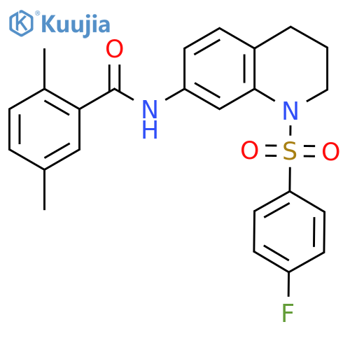 N-1-(4-fluorobenzenesulfonyl)-1,2,3,4-tetrahydroquinolin-7-yl-2,5-dimethylbenzamide structure