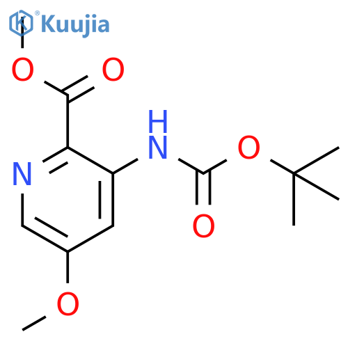 methyl 3-(tert-butoxycarbonylamino)-5-methoxy-pyridine-2-carboxylate structure