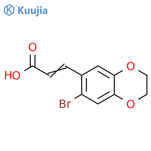 (E)-3-(7-bromo-2,3-dihydrobenzo[b][1,4]dioxin-6-yl)acrylic acid structure