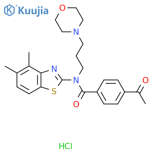 4-acetyl-N-(4,5-dimethyl-1,3-benzothiazol-2-yl)-N-[3-(morpholin-4-yl)propyl]benzamide hydrochloride structure