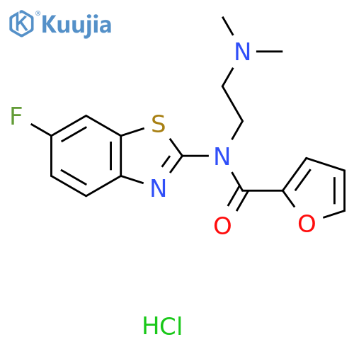 N-[2-(dimethylamino)ethyl]-N-(6-fluoro-1,3-benzothiazol-2-yl)furan-2-carboxamide hydrochloride structure