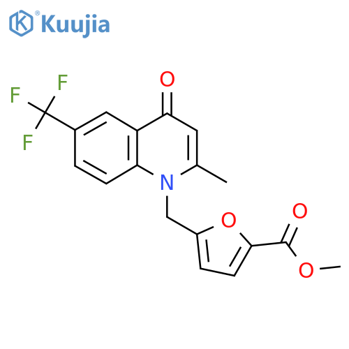 Methyl 5-((2-methyl-4-oxo-6-(trifluoromethyl)quinolin-1(4H)-yl)methyl)furan-2-carboxylate structure
