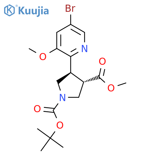 (trans-Racemic)-1-tert-Butyl 3-methyl 4-(5-bromo-3-methoxypyridin-2-yl)pyrrolidine-1,3-dicarboxylate structure