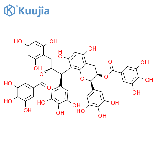 Benzoic acid,3,4,5-trihydroxy-,(1R,2R)-2-[(2R,3R)-3,4-dihydro-5,7-dihydroxy-3-[(3,4,5-trihydroxybenzoyl)oxy]-2-(3,4,5-trihydroxyphenyl)-2H-1-benzopyran-8-yl]-2-(3,4,5-trihydroxyphenyl)-1-[(2,4,6-trihydroxyphenyl)methyl]ethylester (9CI) structure