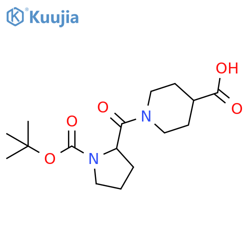 4-Piperidinecarboxylic acid, 1-[[1-[(1,1-dimethylethoxy)carbonyl]-2-pyrrolidinyl]carbonyl]- structure