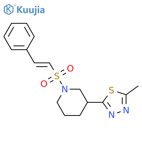 3-(5-methyl-1,3,4-thiadiazol-2-yl)-1-(E)-2-phenylethenesulfonylpiperidine structure