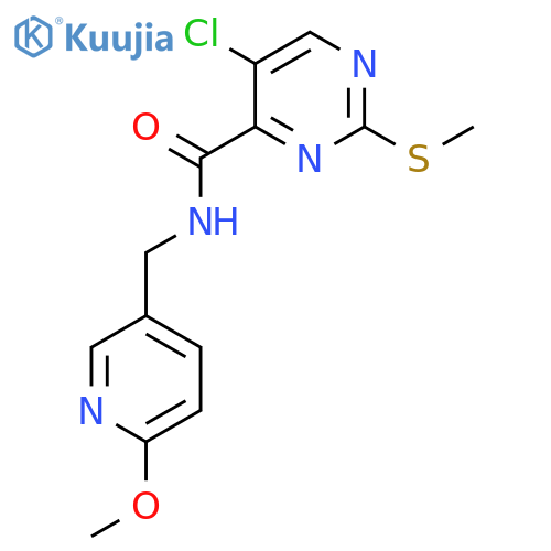 5-chloro-N-[(6-methoxypyridin-3-yl)methyl]-2-(methylsulfanyl)pyrimidine-4-carboxamide structure