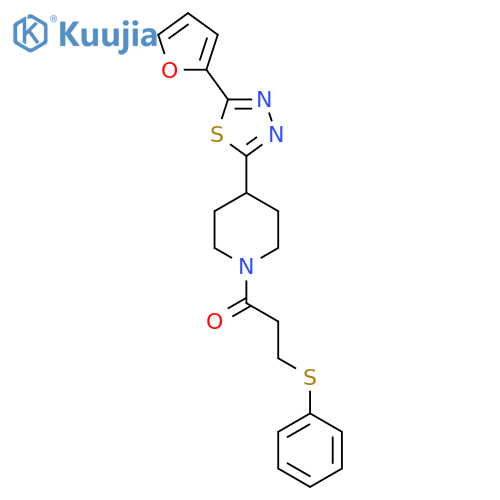1-{4-5-(furan-2-yl)-1,3,4-thiadiazol-2-ylpiperidin-1-yl}-3-(phenylsulfanyl)propan-1-one structure