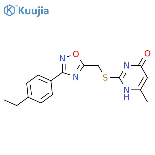 2-({[3-(4-ethylphenyl)-1,2,4-oxadiazol-5-yl]methyl}sulfanyl)-6-methyl-3,4-dihydropyrimidin-4-one structure