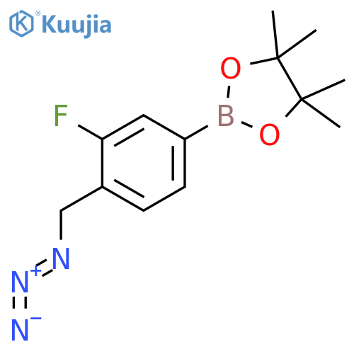 2-4-(azidomethyl)-3-fluorophenyl-4,4,5,5-tetramethyl-1,3,2-dioxaborolane structure