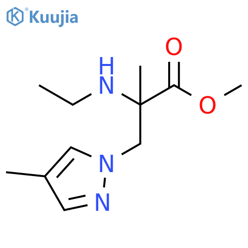 methyl 2-(ethylamino)-2-methyl-3-(4-methyl-1H-pyrazol-1-yl)propanoate structure