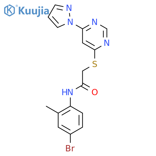 N-(4-bromo-2-methylphenyl)-2-{6-(1H-pyrazol-1-yl)pyrimidin-4-ylsulfanyl}acetamide structure