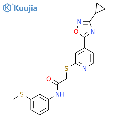 2-{4-(3-cyclopropyl-1,2,4-oxadiazol-5-yl)pyridin-2-ylsulfanyl}-N-3-(methylsulfanyl)phenylacetamide structure