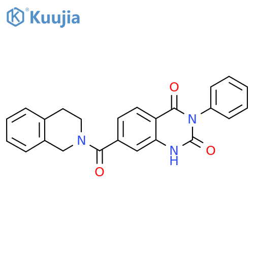 3-phenyl-7-(1,2,3,4-tetrahydroisoquinoline-2-carbonyl)-1,2,3,4-tetrahydroquinazoline-2,4-dione structure