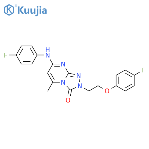2-2-(4-fluorophenoxy)ethyl-7-(4-fluorophenyl)amino-5-methyl-2H,3H-1,2,4triazolo4,3-apyrimidin-3-one structure