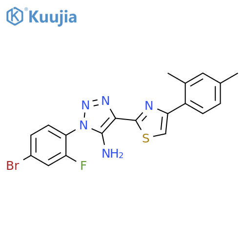 1-(4-bromo-2-fluorophenyl)-4-[4-(2,4-dimethylphenyl)-1,3-thiazol-2-yl]-1H-1,2,3-triazol-5-amine structure
