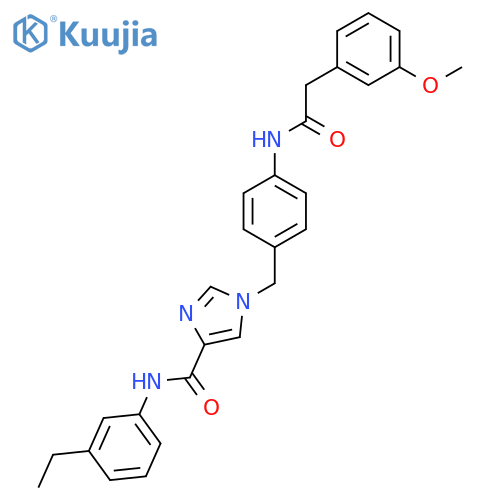 N-(3-ethylphenyl)-1-({4-2-(3-methoxyphenyl)acetamidophenyl}methyl)-1H-imidazole-4-carboxamide structure