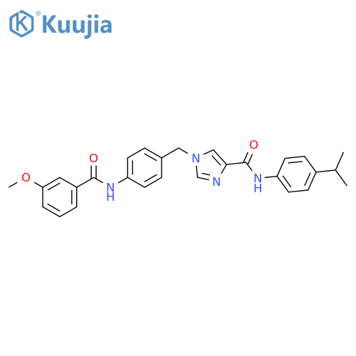 1-{[4-(3-methoxybenzamido)phenyl]methyl}-N-[4-(propan-2-yl)phenyl]-1H-imidazole-4-carboxamide structure