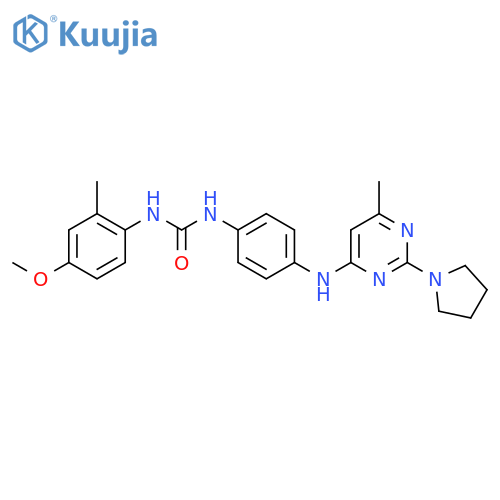 3-(4-methoxy-2-methylphenyl)-1-(4-{6-methyl-2-(pyrrolidin-1-yl)pyrimidin-4-ylamino}phenyl)urea structure