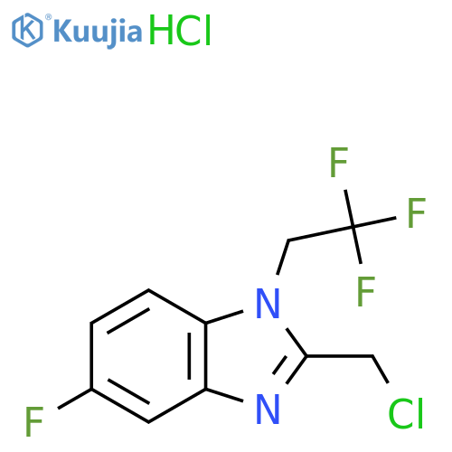 2-(Chloromethyl)-5-fluoro-1-(2,2,2-trifluoroethyl)-1H-1,3-benzodiazole hydrochloride structure