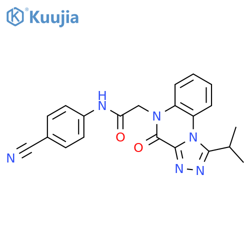 N-(4-cyanophenyl)-2-[4-oxo-1-(propan-2-yl)-4H,5H-[1,2,4]triazolo[4,3-a]quinoxalin-5-yl]acetamide structure