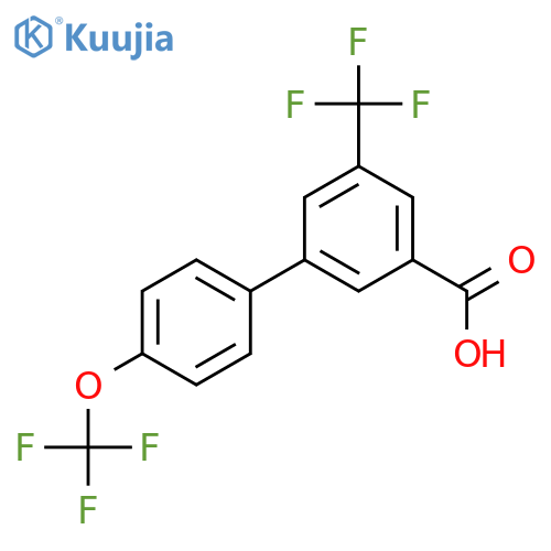 4'-(Trifluoromethoxy)-5-(trifluoromethyl)-[1,1'-biphenyl]-3-carboxylic acid structure