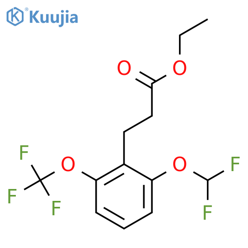 Ethyl 3-(2'-(difluoromethoxy)-6'-(trifluoromethoxy)phenyl)propionate structure