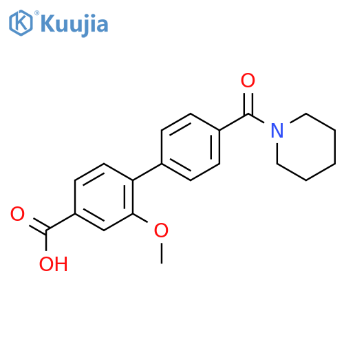 3-Methoxy-4-[4-(piperidine-1-carbonyl)phenyl]benzoic acid structure