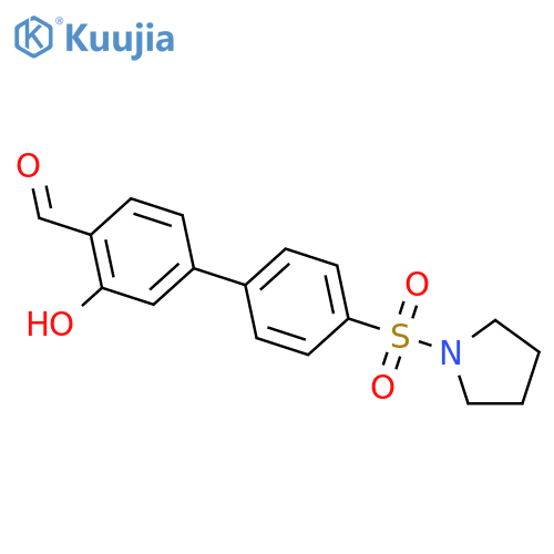 2-hydroxy-4-(4-pyrrolidin-1-ylsulfonylphenyl)benzaldehyde structure