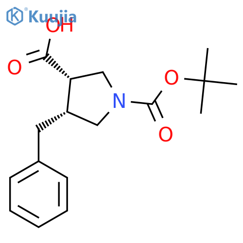 (3S,4S)-4-benzyl-1-(tert-butoxy)carbonylpyrrolidine-3-carboxylic acid structure